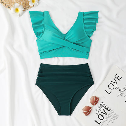 ROVIKNA 2025 new bikini sexy pit strip tube top high split front twist swimsuit bikini