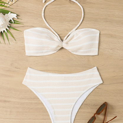 sexy small breasts gather triangular bikini split swimsuit sexy backless bikini three-piece set