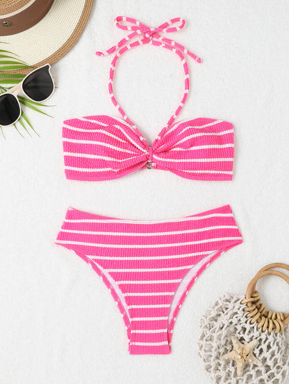 sexy small breasts gather triangular bikini split swimsuit sexy backless bikini three-piece set