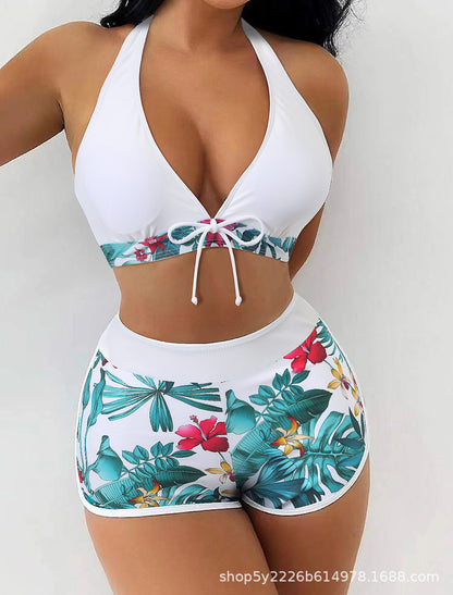 Rovikna Tropical Print Swimsuit - Tie-Front Bikini Set