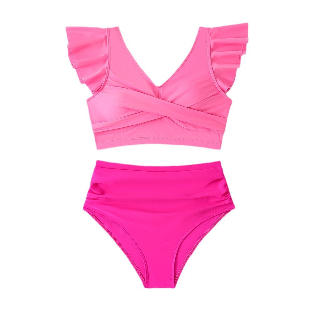 ROVIKNA 2025 new bikini sexy pit strip tube top high split front twist swimsuit bikini