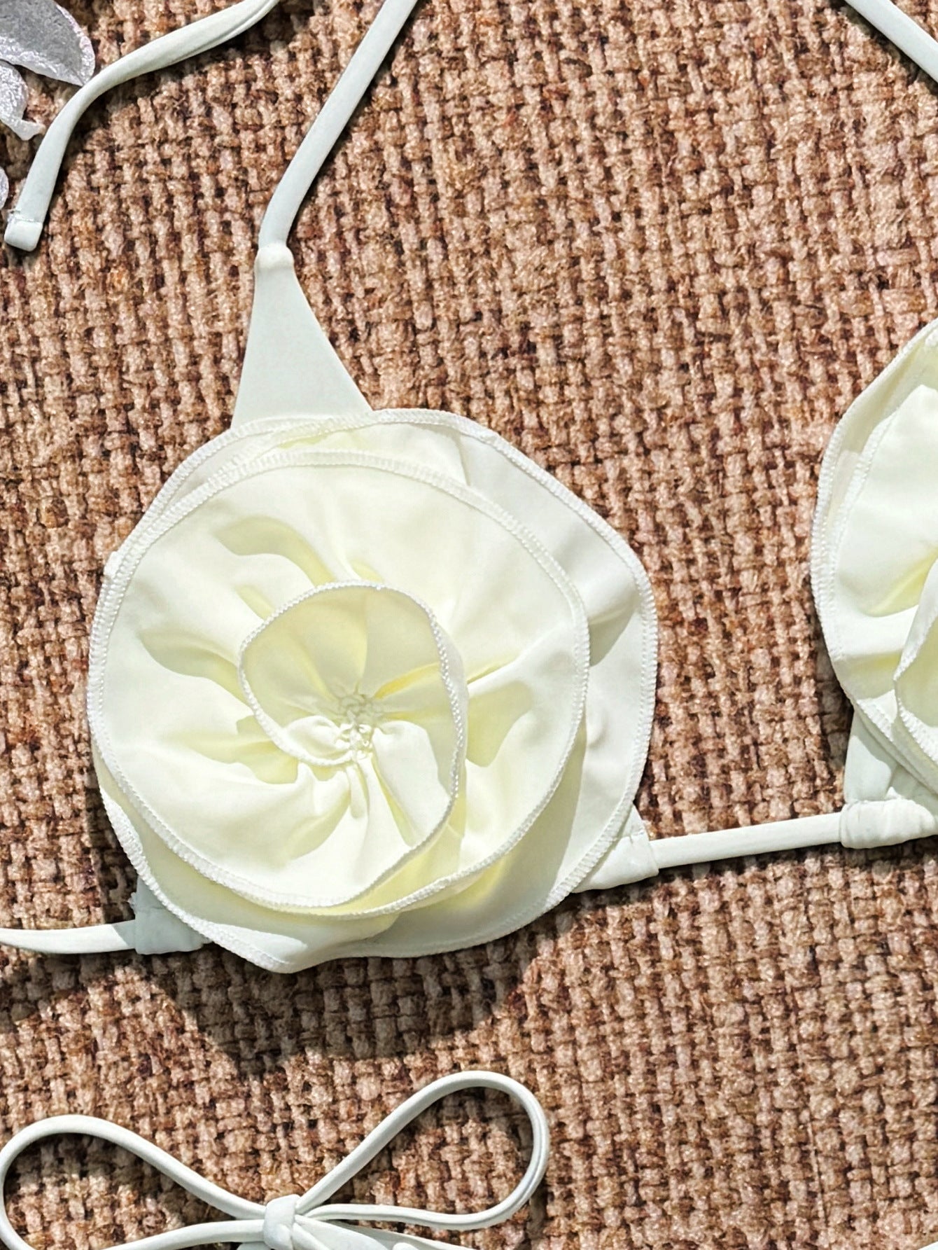 ROVIKNA 2025 new bikini sexy three-dimensional flower neck high split-ended swimsuit bikini