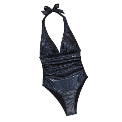 Rovikna Women's Iridescent Snakeskin One-Piece Swimsuit