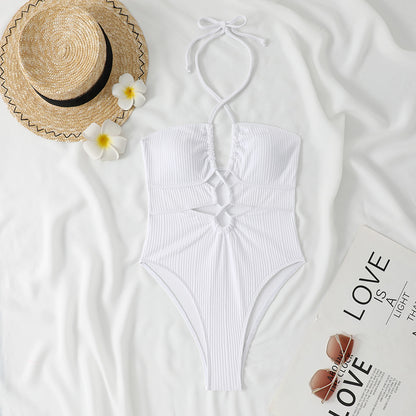 Rovikna  Women's Ruched One-Piece Swimsuit with Cut-Out Detail,