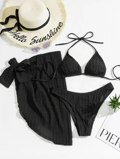 Rovikna Women's Ruched Bikini Set - Padded & Tie-Side Bottoms
