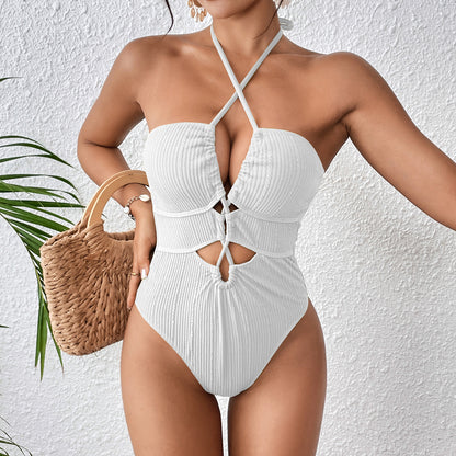 Rovikna  Women's Ruched One-Piece Swimsuit with Cut-Out Detail,