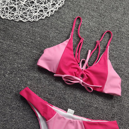 ROVIKNA 2025 new bikini women's sexy color matching swimsuit bow split swimsuit bikini