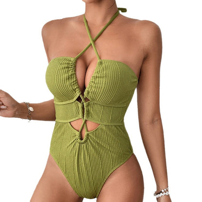 Rovikna  Women's Ruched One-Piece Swimsuit with Cut-Out Detail,