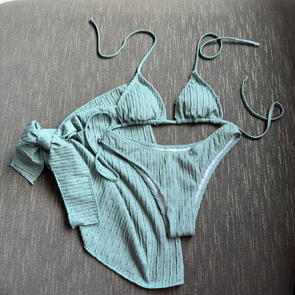 Rovikna Women's Ruched Bikini Set - Padded & Tie-Side Bottoms