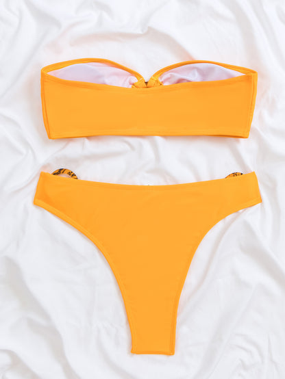 ROVIKNA 2025 bikini ladies split bikini sexy solid color swimsuit