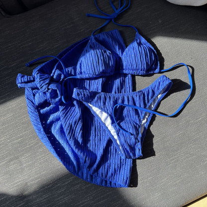 Rovikna Women's Ruched Bikini Set - Padded & Tie-Side Bottoms