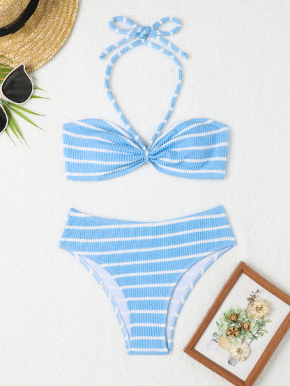 sexy small breasts gather triangular bikini split swimsuit sexy backless bikini three-piece set
