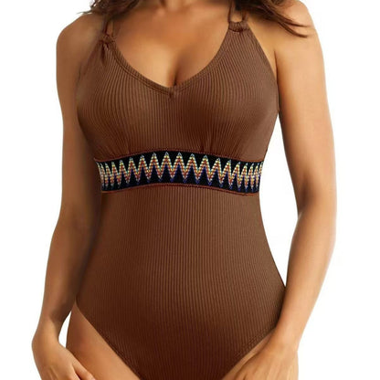 Rovikna Women's Plus Size Embroidered One-Piece Swimsuit