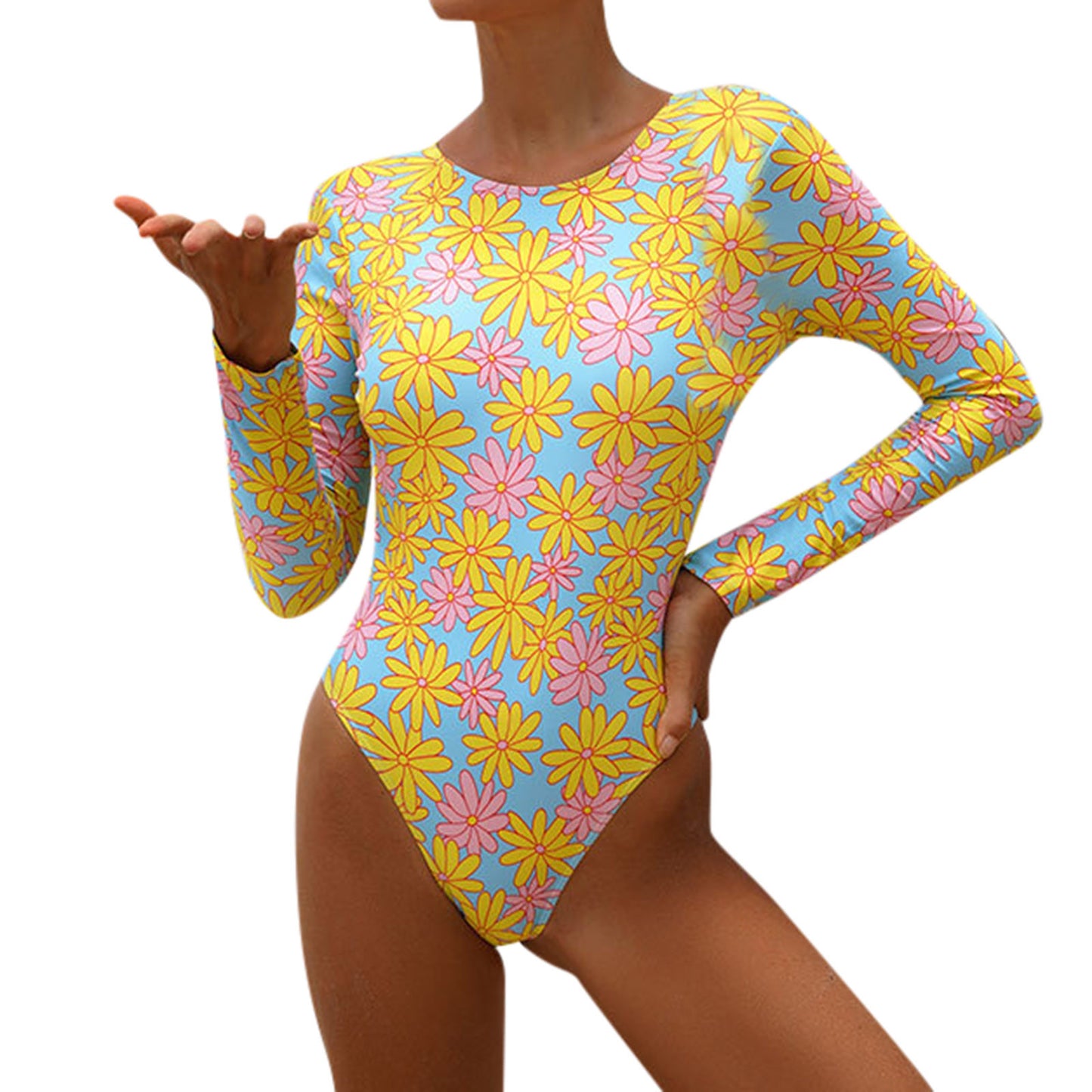 New Surf Suit Sunscreen Swimsuit Printed One-piece Swimsuit Women's One-piece BIKINI